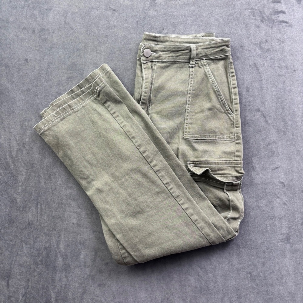 Justice Girls XL Olive Green Cargo Pants High Rise Straight Leg Utility